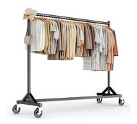 HOKEEPER Appendiabiti da Terra Commerciale Resistente, Stand Appendiabiti con Base a Z e Ruote, 181kg, Altezza Regolabile per Negozi, Boutique, Camera da Letto e Mercatini, Nero