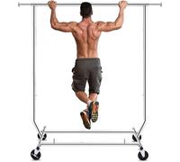 HOKEEPER Appendiabiti resistente su ruote, appendiabiti regolabile, capacità 110 kg, pieghevole, montaggio rapido, spazio estensibile 129-109,5 x 56 x 168-180 cm, acciaio cromato