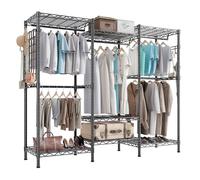 HOKEEPER Armadio portatile, robusto appendiabiti, asta indipendente, scaffali regolabili, 177 x 43 x 193,5 cm, portata massima 725 kg, nero