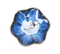 HOKMOKQOK Piatto porta anelli foglia blu ceramica, vassoio per gioielli, ciotola per chiavi, porta gioielli, decorazione per comodino per tavolo