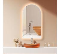 HOKO® Arch - Specchio ad arco a LED, 50 x 90 cm, 90 x 50 cm, con telaio in metallo bianco, montaggio alto+QUER
