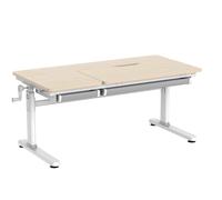 HOKO Ergo-Study-Table. Scrivania per bambini, piano con effetto legno. Regolabile manualmente in altezza con piano regolabile.