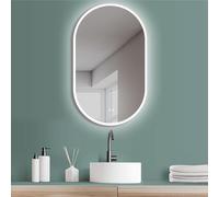 HOKO® Grande Specchio Ovale LED Antiappannamento 60x100/100x60cm con Cornice Bianco, Montaggio Verticale/Orizzontale. Interruttore Tactile+Funzione Memoria+Cambiamento di Luce LED Caldo/Freddo/Neutro