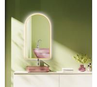 HOKO® Oakland - Specchio da Bagno a LED, 50 x 90 cm, 90 x 50 cm, con Telaio in Metallo Dorato, Montaggio Alto+Orizzontale, con Interruttore Touch, 2700 - 6500 K, Bianco Caldo, Bianco Freddo, Neutro