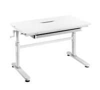 HOKO Scrivania per bambini, regolabile in altezza, 100 x 60 cm, scrivania per bambini dai 6 anni, piano inclinabile con cassetti, regolabile da 54 a 76 cm (bianco, Jana)