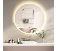 HOKO® Specchio a Parete Rotondo Antiappannamento per Bagno 60cm con Orologio Digitale, Variazione di LED 2700-6500K(Bianco Caldo/Freddo/Neutro). Luce con Interruttore Tattile e Funzione Memoria