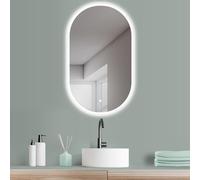 HOKO® Specchio-Bagno-con-Luce Ovale 60x100/100x60cm Montaggio Verticale/Orizzontale. Comando Tattile+Luce LED Regolabile Caldo/Freddo/Neutro 2700-6500k, Ideale per il Bagno/La Camera da Letto