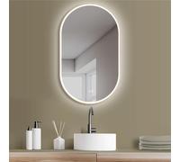 HOKO® Specchio-Bagno-Luce Ovale Antiappannamento 60x100/100x60cm(Verticale/Orizzontale) con Cornice in Metallo Dorato. Illuminato Economico+Sensore Tattile+LED Variabile 2700-6500K Caldo-Freddo-Neutro