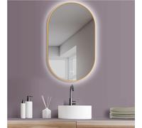 HOKO® Specchio-Bagno Ovale LED Antiappannamento 60x100/100x60cm(Verticale/Orizzontale) con Cornice Metallo Dorato. Sensore Tattile+LED Variabile Bianco Caldo/Freddo/Neutro 2700-6500K.Funzione Memoria