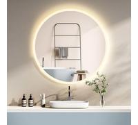 HOKO® Specchio da Bagno Rotondo LED 80cm con Riscaldamento Antiappannamento. Dotato di Interruttore Tattile e Luce LED Variabile da Bianco Caldo a Bianco Freddo e Neutro 2700-6500K