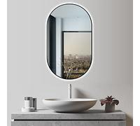 HOKO® Specchio da Parete Bagno Ovale LED Luminoso 60x100cm/100x60cm Installazione Verticale/Orizzontale con Cornice in Metallo Nero. Interruttore Tattile+LED Regolabile Caldo/Freddo/Neutro 2700-6500k