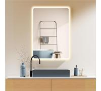 HOKO® Specchio da Parete LED 100x70cm con Cornice in Metallo, Montaggio Verticale/Orizzontale. Grande Specchio+Interruttore Tattile+LED Economica+Variazione di Luce da Caldo-Freddo-Neutro