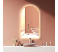 HOKO® Specchio LED Anti-Appannamento 60 x 100 cm/100 x 60 cm con Cornice in Metallo Dorato, Montaggio Verticale e Orizzontale. Specchio ad Arco con Interruttore Tocco, Variazione della Luce di Bianco