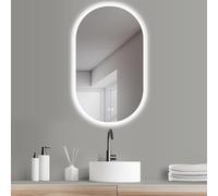HOKO® Specchio Ovale LED Antiappannamento 45x75cm/75x45cm. Montaggio Verticale+Orizzontale. Specchio da Bagno con Interruttori Tattili+Cambiamento di Luce LED Caldo-Freddo-Neutro 2700-6500k