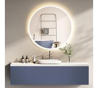 HOKO Specchio Rotondo LED Antiappannamento 80cm con Cornice in Metallo Bianco. Specchio da Parete per Bagno con Illuminazione LED+Sensore Tattile+Luce Regolabile 2700-6500K Caldo-Freddo-Neutro