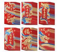HOKPA Buste rosse per capodanno cinese 2024, 36 buste rosse per Capodanno lunare del drago Hong Bao, buste per soldi fortunati per festival di primavera