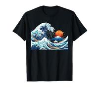 Hokusai Great Wave Pixel Art 8 Bit Grafica retrò Giapponese Maglietta