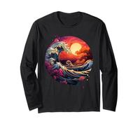 Hokusai La Grande Onda di Kanagawa Nippon Giappone Manga Tokyo Maglia a Manica