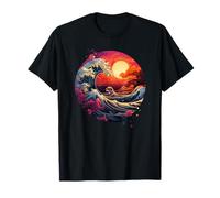 Hokusai La Grande Onda di Kanagawa Nippon Giappone Manga Tokyo Maglietta