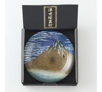 Hokusai Mt Fuji View Small Plate Ukiyo-e Art Display Stand Box Made in Japan