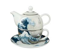 Hokusai Tea For One Set Di Teiera La Onda H. 15,5Cm Bianco Blu Goebel Porcellana