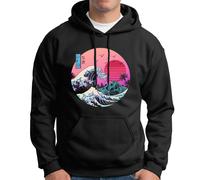 Hokusai The Great Wave Japanese Kanagawa Vaporwave Ocean Wave Men Hoody...