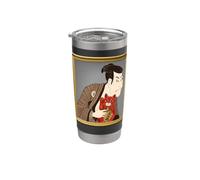 Hokusai Ukiyo-e Attore Maneki Neko Bicchiere termico in acciaio inox doppia parete