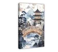 Hokusai Ukiyo-e Poster su tela giapponese, decorazione per camera da letto e ufficio, paesaggio, regalo - Dimensioni 30 x 45 cm