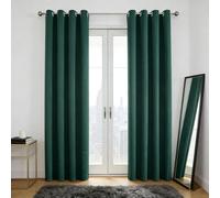 HOKXUAN Tende Oscuranti con Occhielli 255 x 55 cm Poliestere Resistente Antirumore Isolante Caldo Moderne Fonoassorbenti Pesante Antivento Tenda Oscurante Termica per Cucina, Verde Scuro