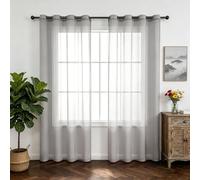 HOKXUAN Tende per Interni in Voile 70 x 250 cm Trasparenti Filtranti Luce Morbide Facile da Installare Tenda Semitrasparenti per Camera da Letto, Grigio