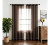 HOKXUAN Tende per Interni in Voile 70 x 250 cm Trasparenti Filtranti Luce Morbide Facile da Installare Tende per Interni Moderne per Soggiorno, Marrone