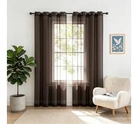 HOKXUAN Tende Trasparenti 255 x 220 cm Trasparenti Filtranti Luce Morbide Facile da Installare Trasparente Tenda Voile per Camera da Letto, Marrone