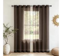 HOKXUAN Trasparenti in Voile 70 x 250 cm Trasparenti Filtranti Luce Morbide Facile da Installare Tenda Trasparente per Camera da Letto, Marrone