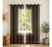 HOKXUAN Trasparenti in Voile 70 x 250 cm Trasparenti Filtranti Luce Morbide Facile da Installare Tenda Trasparente per Soggiorno, Marrone