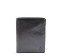 HOL49 - Portafoglio da uomo in vera pelle, con scomparto per carte di credito, Nero , Midium, Portafoglio da uomo bi-Fold