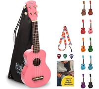Hola! Music Ukulele per adulti e bambini, 53 cm HM-21BU Soprano Ukulele per bambini con custodia, tracolla e plettri, rosa