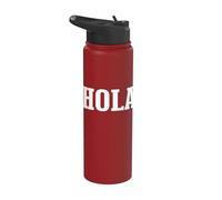 Hola Spanish Hello Greeting Simple Classic Text Design Stainless Steel Insulated Water Bottle
