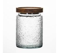 HolaJia Barattoli vetro con coperchio, 700ml Barattolo vetro con coperchio in Bamboo, Barattoli vetro ermetici, Contenitori sale zucchero caffè, Barattoli cucina di design (grano di mamme)