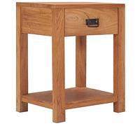 Holamys Comodino in legno massello teak, 35 x 35 x 50 cm, con cassetto e ripiano, già montato, ideale come tavolino per camera da letto