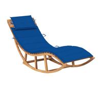 Holamys Lettino a dondolo in teak massiccio con rivestimento blu reale, ideale per prendere il sole e rilassarsi in piscina, sulla terrazza o sul balcone