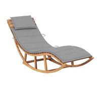 Holamys Lettino a dondolo per giardino e terrazza, in teak massiccio, con rivestimento grigio, resistente alle intemperie e altalena, ideale per prendere il sole in piscina