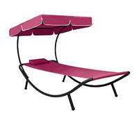 Holamys Lettino prendisole rosa, regolabile, resistente alle intemperie, con grande tettuccio parasole, cuscino, telaio in acciaio, per giardino, terrazza, spiaggia, piscina, relax