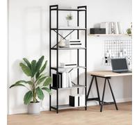 Holamys Libreria moderna grigio Sonoma 60 x 30 x 188 cm, design robusto in legno con struttura in acciaio, versatile spazio per soggiorno, studio e ufficio, scaffali aperti per libri e decorazioni
