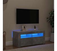 Holamys Mobile TV con luci a LED, grigio cemento, 90 x 35 x 40 cm, moderno centro di intrattenimento per soggiorno, robusta console TV