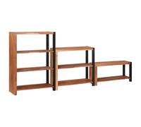 Holamys Scaffale 3 pezzi in legno massello di acacia marrone, 80 x 30 x 110 cm, organizzatore a cubo autoportante con 6 scomparti per soggiorno, ufficio e casa