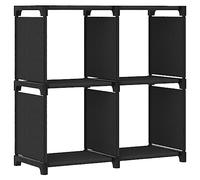 Holamys Scaffale cubo a 4 scomparti, nero, 69 x 30 x 72,5 cm, in tessuto, modulare a cubo per libri, decorazioni e ufficio, versatile scaffale in acciaio