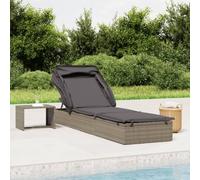 Holamys Sedia a sdraio con tetto pieghevole, comoda sedia a sdraio in rattan per ore di relax in giardino, in terrazza o in piscina