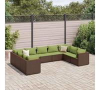 Holamys Set di mobili da giardino in polyrattan marrone, 9 pezzi, con cuscino, resistente ai raggi UV, design modulare per terrazza, balcone, max 110 kg