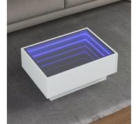 Holamys Tavolino da caffè a LED bianco, 70 x 50 x 30 cm, materiale in legno, specchio infinito, illuminazione RGB, salottino, design moderno per casa, durevole