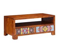 Holamys Tavolino da salotto, 90 x 50 x 40 cm, in legno massello di acacia, finitura marrone miele, tavolo rettangolare da soggiorno con spazio di archiviazione, moderno tavolino da caffè per soggiorno